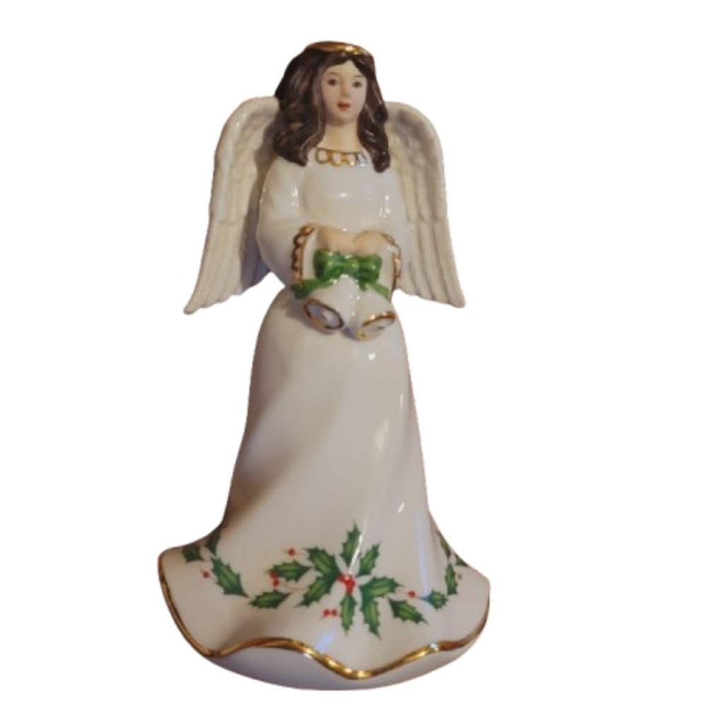 Lenox standing angel figurine  ANGEL WITH BELLS Holly Bells Christmas holiday